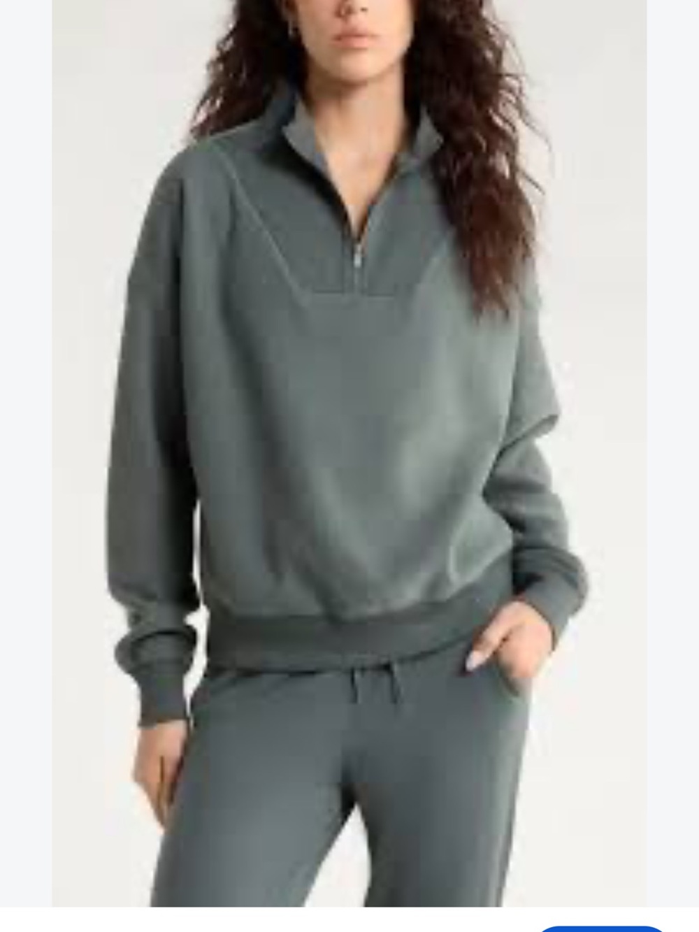 Zella Sage Green Half-Zip Mock Neck Pullover, boucle